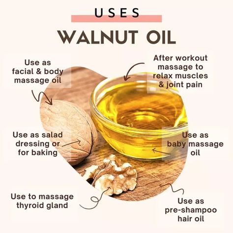 Walnut Oil Good For Long and Strong Hair Walnut Oil Benefits, Walnut Uses, Cold Pressed Oil, Walnut Oil, Baby Massage, After Workout, Salad Dressings, Strong Hair, Cold Pressed