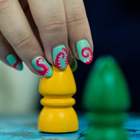 Board Game Nail Art, Tentacle Nail Art, Tentacle Nails, Game Nail Art, Geeky Girls, Some Ideas, Diy Nails, How To Do Nails, Nail Ideas