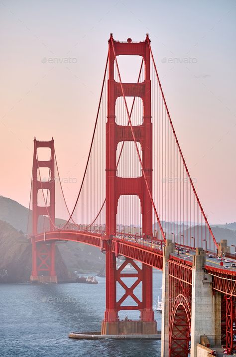 Golden Gate Bridge Painting, San Francisco Wallpaper, Nyc Projects, San Francisco Bridge, Golden Bridge, Landscape Ocean, San Francisco Photos, Bridge Painting, Famous Bridges