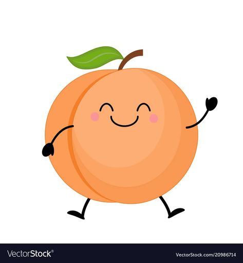 Peach Illustration Cute, Peach Vector, Peach Cartoon, Cartoon Peach, Kawaii Peach, Kawaii Vector, Peach Drinks, Apron Ideas, Fruit Cartoon