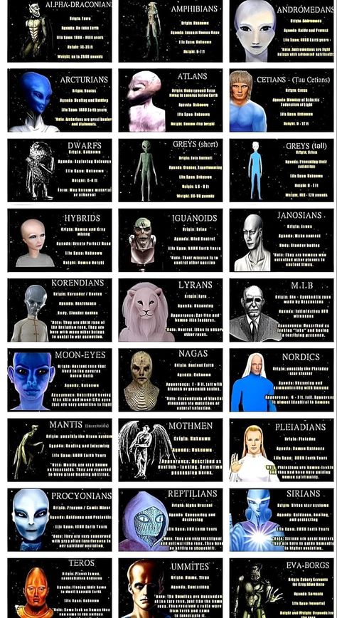 Different Alien Species, Reptilians People, The Greys Aliens, Sirian Starseed Traits, Reptilian Starseed, Pleiadians Aliens, Starseed Types, Fantasy Notes, 9 Ether