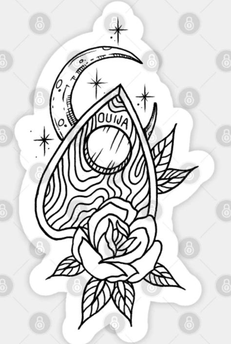 Planchette Tattoo Design, Planchette Tattoo, Ouija Tattoo, American Traditional, Creepy Cute, Flash Tattoo, Simple Tattoos, Android Wallpaper, Tattoos And Piercings