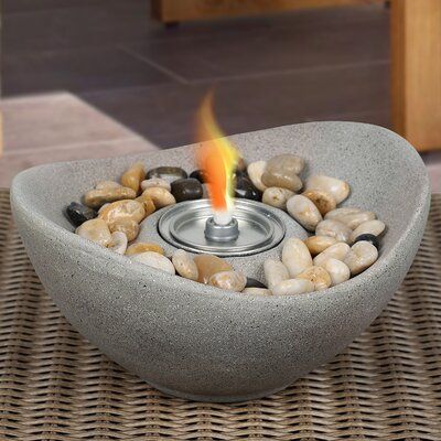 Fire Pit Bowl Tabletop Portable Concrete Fireplace Indoor Outdoor, for Table Decor, Marshmallow Roasting, S’Mores Making Finish: Black | Aoodor Stone Outdoor Tabletop Fireplace in Black, Size 4.9 H x 11.0 W x 10.24 D in | Wayfair Fireplace Indoor Outdoor, Glowing Centerpieces, Mini Fireplace, Fireplace Indoor, Concrete Fire Pit, Tabletop Fireplaces, Concrete Fireplace, Balcony Patio, Fire Pit Bowl