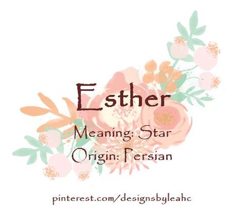 Baby Girl Name: Esther. Meaning: a Star. Origin: Persian. Nickname: Essie. Baby Name Generator, Female Character Names, Sweet Baby Names, Baby Girl Name, Biblical Names, Girls Names, Cool Baby Names, Writing Fantasy, Fantasy Names