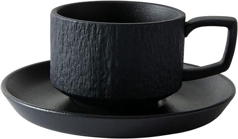 Amazon.com | JinGlory Rock Texture Embossed Ceramic Coffee Cup Set Tea Set with Saucer,Novelty Ceramic Cup and Saucer,Coffee Cup,6 oz,Black: Cup & Saucer Sets Black Tea Cup, Rock Texture, Rock Textures, Coffee Cup Set, Industrial House, Ceramic Coffee Cups, Cup Set, Tea Cup And Saucer, Ceramic Cup