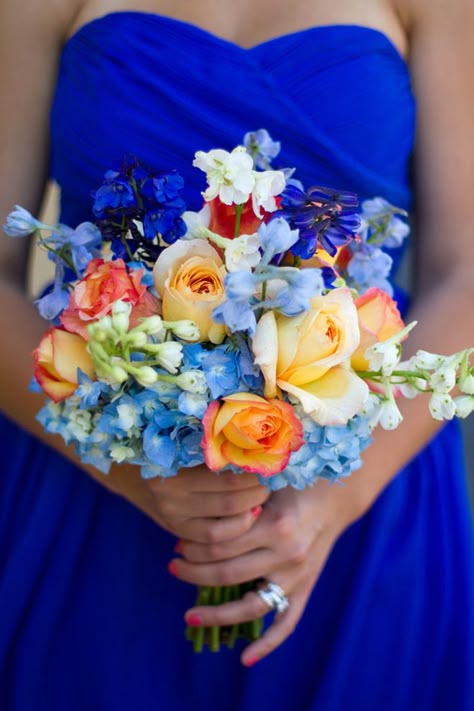 x Blue Wedding Bouquet, Sonoma Wedding, Royal Blue Wedding, Wedding Colors Blue, Royal Blue Dress, Bouquet Of Flowers, Trendy Wedding, Blue Wedding, Blue Dress