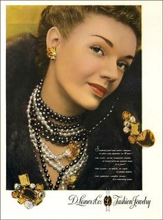 Model wearing D. Lisner & Co. Fashion Jewelry, Vogue, Nove… | Flickr Jewelry Ad, Vogue Jewelry, Magazine Advertisement, 1928 Jewelry, Jewelry Ads, Necklace Clasps, Vintage Jewelry Box, Jewelry Maker, Earrings Vintage