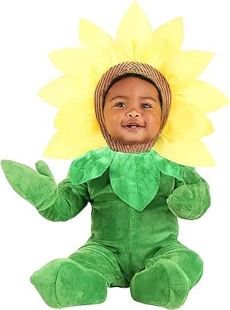 Flower Costume, Baby Flower, Funny Costumes, Cloth Flowers, Velour Fabric, Baby Halloween Costumes, Cute Costumes, First Halloween, Yellow Sunflower