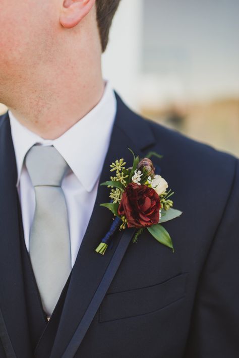 Markie + Matt's Fall Burgundy + Blush Wedding at Shadow Creek in VA — Uncloudy Studio Merlot Wedding Flowers, Burgundy Blush Wedding, Merlot Wedding, Fall Boutonnieres, Homecoming Flowers, Pink Boutonniere, Burgundy And Blush Wedding, White Boutonniere, Creek Wedding