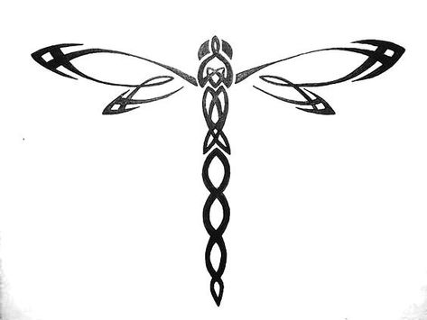 Tribal Dragonfly Tattoo Design - Popular girly tattoo idea in a tribal style. Simple black dragonfly. Celtic Dragonfly, Dragonfly Tattoo Design, Celtic Patterns, Dragonfly Tattoo, Celtic Knotwork, Celtic Tattoos, 1 Tattoo, Celtic Symbols, Tattoo Meaning