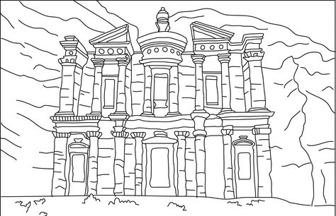 Baby Books Diy, Famous Monuments, Petra Jordan, Seven Wonders, Famous Places, Diy Book, Art Drawings Sketches Simple, Pyrography, Free Coloring Pages