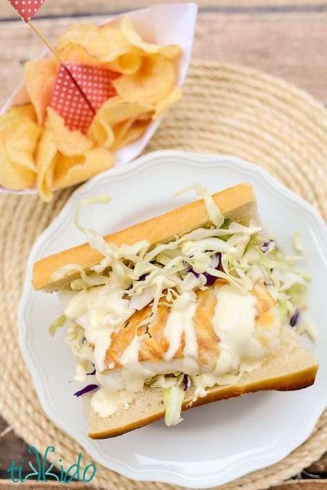 Cod Sandwich with Lime Aioli Recipe. Holy cow, this was delicious. It's the perfect blend of east coast and west coast seafood traditions, all in one amazingly delicious sandwich. Perfect with Cape Cod® Potato Chips of course. Salt and Vinegar for me, please. #ChipLove #AD Lime Aioli Recipe, Cod Sandwich, Fish Sandwich Recipes, Lime Aioli, Fried Cod, Salt And Vinegar, Aioli Recipe, Fish Sandwich, Cod Recipes