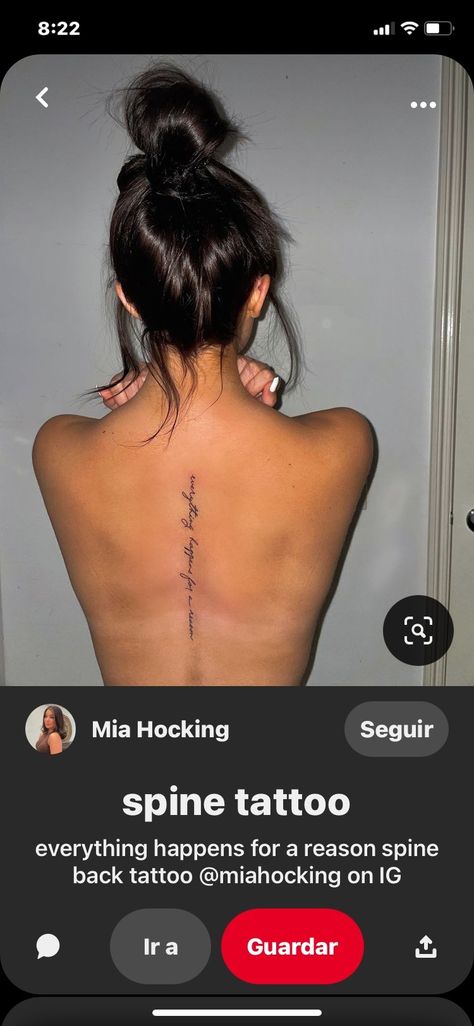 Simple Spin Tattoos, Spoke Tattoos Women, Faith Over Fear Spine Tattoo, Spine Tattoo Ideas Female Meaningful, Spins Tattoos, Mini Spine Tattoo, Everything Happens For A Reason Tattoo On Spine, Small Flower Spine Tattoo, Short Spine Tattoo