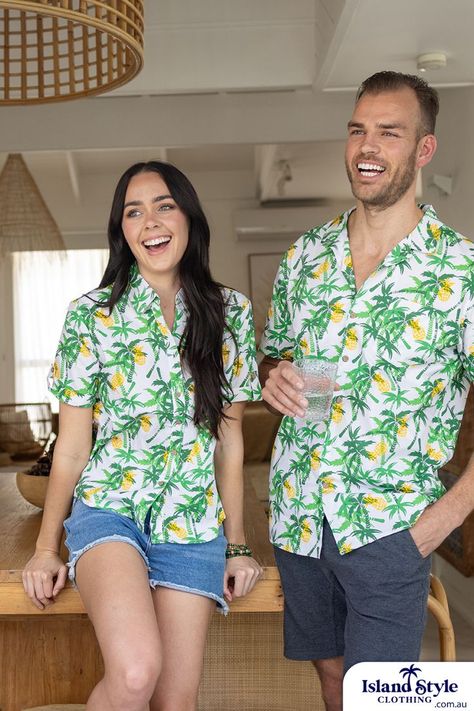 shirt hawaiian resort fashion pina colada pineapple relax vacation holiday cocktail Island Style Clothing, Hawaiian Clothing, Pina Coladas, Pineapple Party, Other Half, Island Style, On Holiday, Hawaiian Shirts, Resort Wear