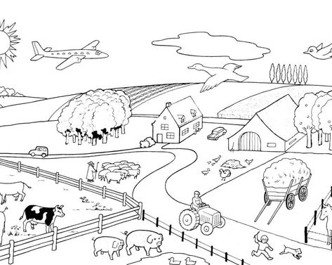 Pour imprimer ce coloriage gratuit «coloriage-ferme-5», cliquez sur l'icône Imprimante situé juste à droite Farm Coloring Pages, Picture Composition, Farm Paintings, Free Printable Art, Cat Valentine, Free Printable Coloring Pages, Coloring Book Pages, Colouring Pages, Illustration Print