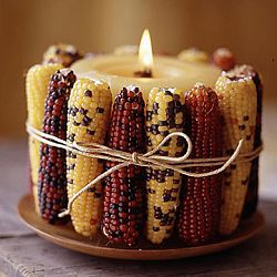 THANKSGIVING IDEAS ...Indian Corn Fall Candle Display · Candle Making | CraftGossip.com Thanksgiving Candles, Indian Corn, Candle Displays, Thanksgiving Centerpieces, Easy Thanksgiving, Fall Candles, Candle Centerpieces, Thanksgiving Decor, Thanksgiving Crafts