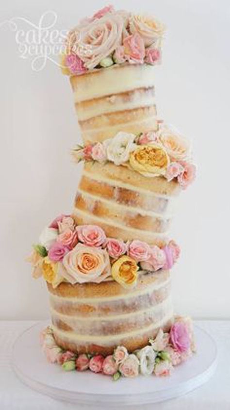 14 Amazingly Unique Wedding Cakes Torte Creative, Cake With Flowers, Torte Cupcake, Naked Cakes, Tiered Cake, Take The Cake, Wedding Cake Inspiration, Gorgeous Cakes