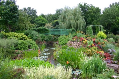 Monet Garden in the Arboretum in Overland Park, KS - Selected as one of the top 10 gardens in the U.S. in 2013 Nature Nostalgia, Overland Park Arboretum, Magical Spaces, Green Bridge, Olathe Kansas, Monet Garden, Giverny France, Mansion Ideas, Monet's Garden