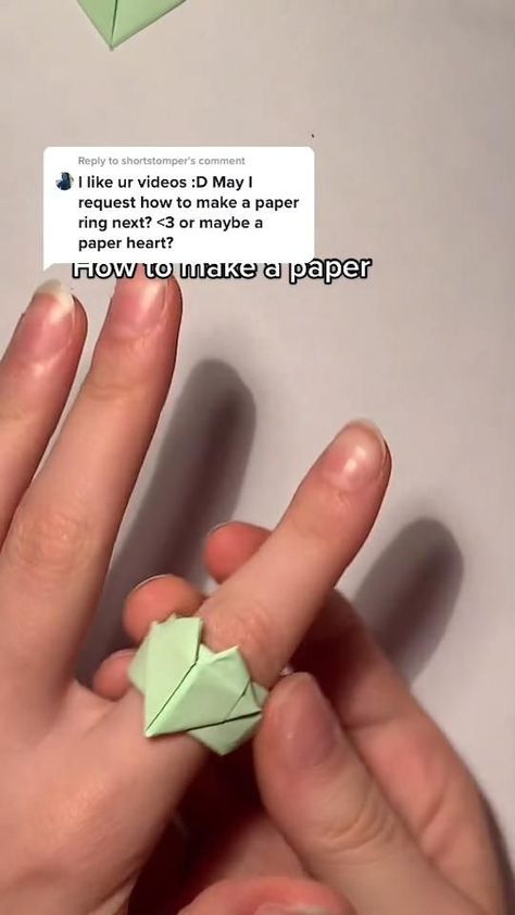 Paper Ring Origami Tutorial, Paper Promise Rings, Paper Roses Sticky Notes, Paper Rings Tutorial Heart, How To Make Paper Rings Heart, Paper Rings With Sticky Notes, Heart Rings Paper, How To Fold A Paper Ring, Paper Rings Heart