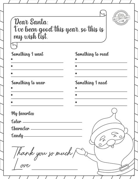 Santa List Template, Free Christmas Wish List Printable, Santa Wishlist Printable, Santa Wish List Free Printable, Santa Wish List Printable, Santa Nice List Certificate Free Printable, Wish List Printable, Drawing Pages, Santa Wish List