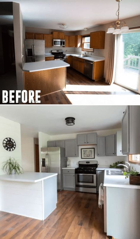 16 Incredible Small Kitchen Remodel Before & After Pics - Hey, How to do it? Extending Kitchen Cabinets, Kitchen Cabinets To The Ceiling, Cabinets To The Ceiling, Kitchen Cabinets To Ceiling, Cabinets To Ceiling, Flip House, New Kitchen Cabinets, Kitchen Cabinets Makeover, Styling Inspiration