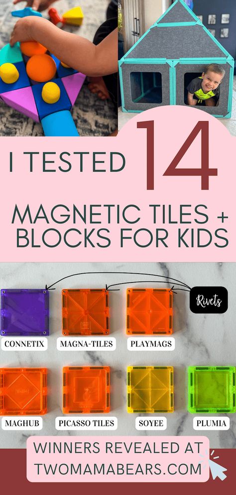 Reveal the best magnetic tiles for kids! I tested 14 brands of magnetic tiles and blocks, including Connetix, Picasso Tiles, Magna-Tiles, Playmags, Magformers, Superspace, Blockaroo, MagnetBlox, Tegu, and more!! Magnetic tiles ideas, printables, and easy activities are almost at your fingertips – just reveal which brand to purchase to start your magnetic tiles journey. If you want the best magnetic tiles for kids, you're in the right place! Magna Tiles Ideas For Kids, Magnet Tiles Building Ideas, Magnetic Tiles Ideas For Kids, Magnatiles Ideas, Magnetic Tiles Ideas, Picasso Tiles, Magnet Tiles, Magnetic Building Tiles, Magna Tiles