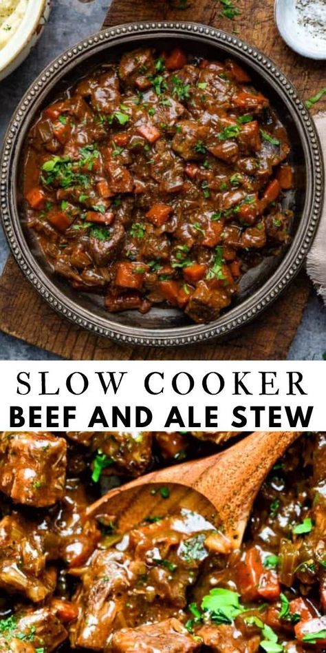 Braised Beef Slow Cooker, Beef Casserole Slow Cooker, Beef And Ale Stew, Slow Cooker Stew Recipes, Slow Cooker Recipes Beef Stew, Beef And Vegetables, Slow Cooker Steak, Steak And Ale, Steak Dishes