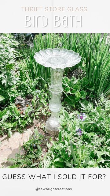 Jackie Lindsay on Instagram: "Thrifted Glass Bird Bath 🐦 Paid $14 for the thrifted glass Paid $16 for the epoxy Sold for $50 on my local buy & sell ✨PROFIT $20✨ What do you think? Was it worth it? Would you make one? #diyonadime #diybirdbath #thrifted #flips #diy" Lamp Birdbath Diy, Glass Bird Feeders Diy, Diy Glass Bird Bath, Diy Bird Bath Dollar Store, Diy Birdbath Ideas, Bird Bath Diy, Bird Baths Homemade, Fireplace Plans, Outdoor Fireplace Plans