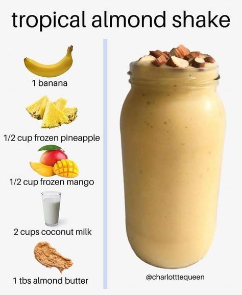 Almond Shake, Clean Smoothies, Easy Healthy Smoothie Recipes, Healthy Diet Smoothies, Resep Smoothie, Healthy Pancakes, Fruit Smoothie Recipes Healthy, Plats Healthy, Keto Smoothie Recipes