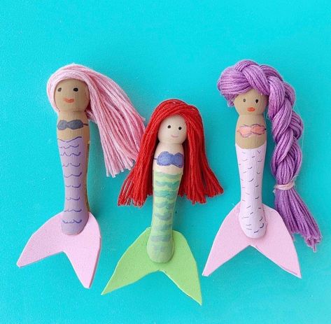 Clothes Pin Ornaments, Dolly Pegs, Diy Mermaid, Mermaid Toys, Mermaid Crafts, Michaels Craft, Mermaid Ornament, Mermaid Diy, Clothespin Dolls