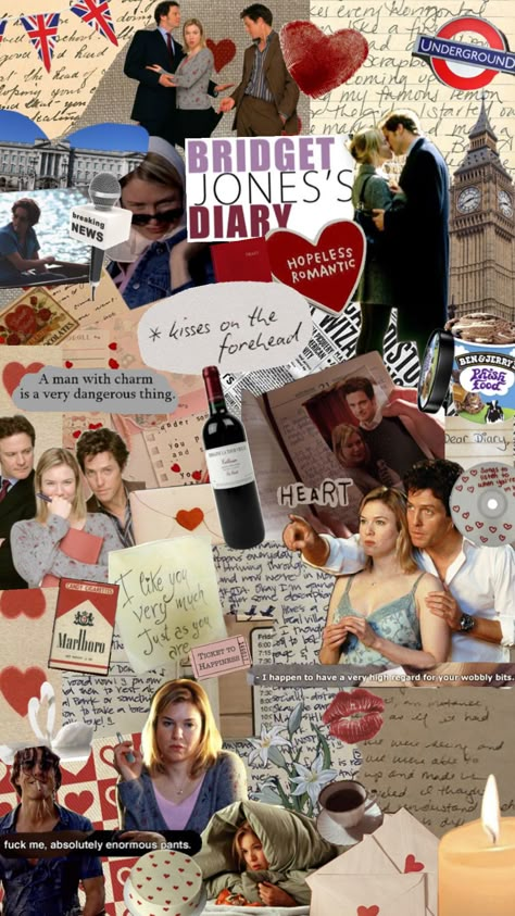 Bridget Jones Diary Book, Tv Aesthetic, Romcom Movies, Nice Boys, Bridget Jones Diary, Movie Collage, Diary Book, Bridget Jones, Love Actually