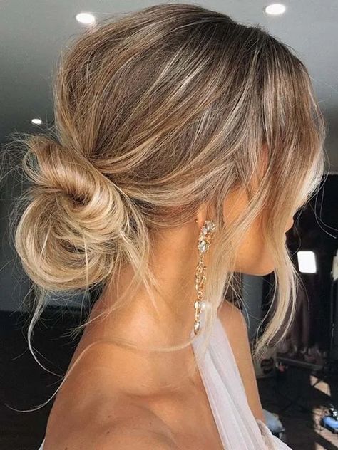 Effortless Updo Hairstyles for Women to Sport in Year 2020 | Stylezco Low Bun Wedding Hair, Bridesmaid Hair Inspo, Bridemaids Hairstyles, Classic Wedding Hair, Chignon Hair, Guest Hair, Bridesmaid Hair Makeup, Wedding Guest Hairstyles, Wedding Hair Inspiration