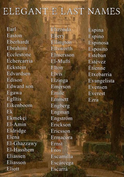 Rare Colors Names Aesthetic, Elegant Last Names For Characters, Medieval Last Names, S Last Names, Elegant Surnames, Elegant Last Names, Surnames Aesthetic, 1800s Names, Royal Last Names