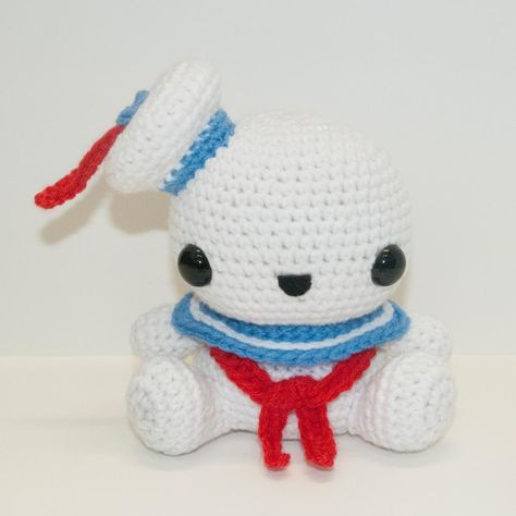 Stay Puft Marshmallow Man, Marshmallow Man, Stay Puft, Crochet Geek, Crochet Cross, Halloween Crochet, Ghostbusters, Learn To Crochet, Crochet For Beginners