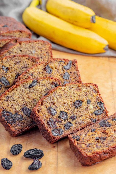 Cinnamon Banana Bread With Raisins Bran Banana Bread, Banana Pecan Bread Recipe, Sugar Free Oatmeal Cookies, Bread With Raisins, Cinnamon Swirl Banana Bread, Sugar Free Oatmeal, Raisin Bran, Cinnamon Banana Bread, Raisin Recipes