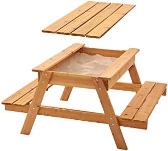 Standing Sand Table, Kids Picnic Table With Benches, Kids Picnic Table Plans, Kids Wooden Picnic Table, Kids Garden Play, Picnic Table Bench, Kids Picnic Table, Wooden Picnic Tables, Diy Yard Games