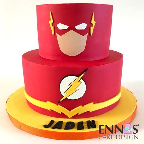 The Flash Cake, The Flash Symbol, Flash Birthday Cake, Dc Cake, Flash Symbol, Flash Cake, Three Tiered Cake, Superhero Birthday Cake, Batman Cake