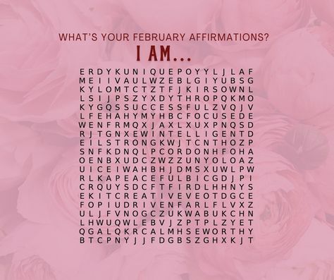 What are your February affirmations? 💖 What are the first three words you see? I am... February Intentions, February Affirmations, February Journal Prompts 2024, February Positive Affirmations, Valentines Heart Affirmations, February Bujo Quote Page, Media Planner, Social Media Planner, Three Words