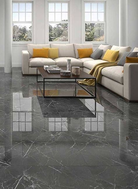 Room Tiles Design, Grey Marble Floor, Living Room Floor Tiles, Room Floor Tiles, Chic Living Room Design, Tile Bedroom, Floor Tiles Design, Marble Flooring Design, Tile Floor Living Room