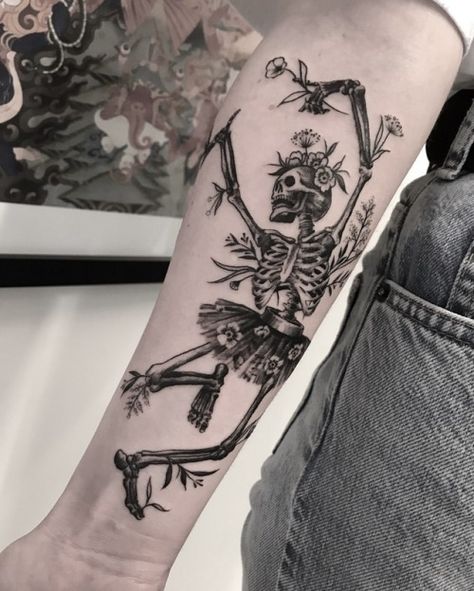 Floral Skeleton, Daffodil Tattoo, Skeleton Tattoo, 13 Tattoos, Self Love Tattoo, Skeleton Tattoos, Dancing Skeleton, Stomach Tattoos, Cute Tattoos For Women