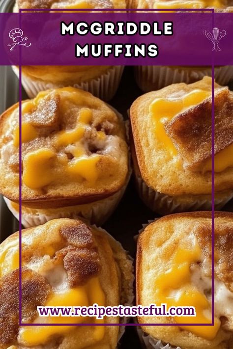 Enjoy a fun breakfast treat with these McGriddle Muffins, combining the sweet and savory flavors of pancakes, bacon, and maple syrup in a delicious muffin form! Maple Muffins, Pancakes Bacon, Bacon Muffins, Fun Breakfast, Breakfast Sandwich Recipes, Pancakes And Bacon, Fast Food Items, Sausage Patty, Homemade Breakfast