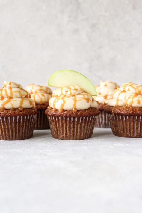 Apple Cider Caramel Cupcakes - Sweets by Elise Apple Cider Cupcakes, Apple Cider Caramel, Caramel Apple Cider, Salted Caramel Frosting, Salted Caramel Cupcakes, Moist Cupcakes, Apple Cider Recipe, Caramel Cupcakes, Apple Cider Caramels