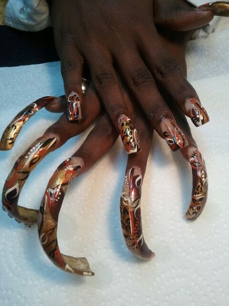 Long nails..I hand painted Extremely Long Nails, Trashy Nails, Curve Nails, Ugly Nails, Extreme Nails, Fye Nails, Long Red Nails, Long Natural Nails, Sugar Nails