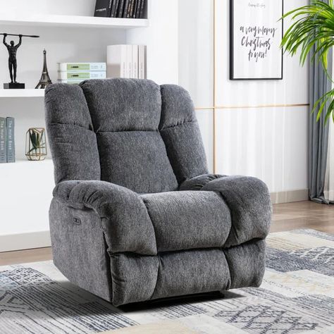 Rawi 34'' Wide Modern Upholstered Electric Power Recliner with USB Port Earth Tone Office, Terracotta Office, Rocker Recliner Chair, Manual Recliner Chair, Power Recliner Chair, Adjustable Bed Frame, Rocker Chairs, Adjustable Bed, Single Sofa Chair