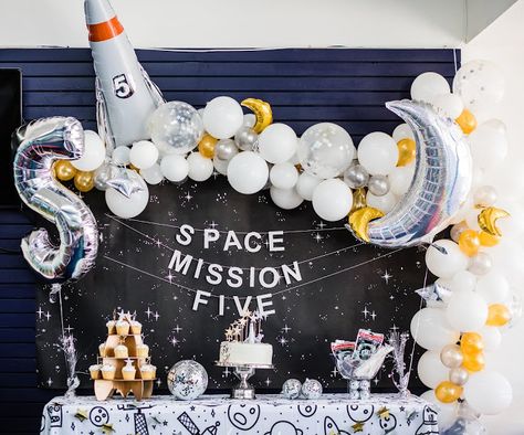 Jacob's Space Mission 5 {an outer space birthday party} | Tuesdays with Jacob Outer Space Birthday Party, Space Mission, Space Theme Party, Astronaut Birthday, Outer Space Party, 5th Birthday Party Ideas, Boy Birthday Party Themes, Outer Space Birthday, Space Birthday Party