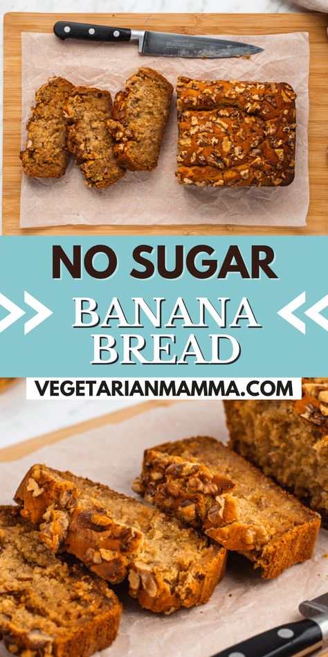 Clean Banana Bread, Banana Bread Without Sugar, No Sugar Banana Bread, Sugar Free Banana Bread, Starbucks Pumpkin Bread, Banana Bread Loaf, Banana Walnut Bread, Homemade Bread Recipes Easy, Easy Vegan Dessert