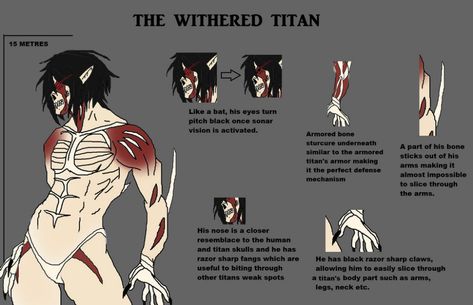 The Withered Titan's abilities by CheshireCat2186 on DeviantArt Aot Titans, Titan Shifter, Attack On Titan Series, New Titan, Monster Musume, Titanfall, Attack On Titan Fanart, Spiderman Comic, Attack On Titan Art