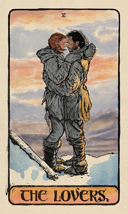 These ‘Game Of Thrones’ Tarot Cards Include A Pairing That May Surprise You – EXCLUSIVE Jon Snow And Ygritte, Celtic Cross Tarot, Lovers Tarot Card, Creaturi Mitice, The Lovers Tarot Card, The Lovers Tarot, Learning Tarot Cards, Illustrated Cards, Tarot Card Spreads