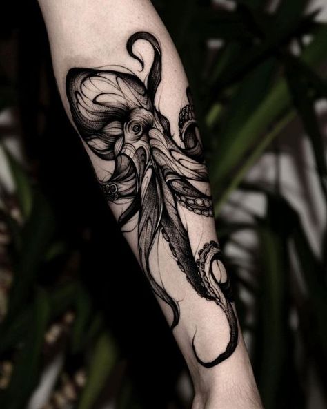 Octopus Shin Tattoo, Skeleton Octopus Tattoo, Octopus Tattoos Thigh Hip, Large Octopus Tattoo, Dark Octopus Tattoo, Octopus Foot Tattoo, Octopus Wrist Tattoo, Kracken Tattoos, Octopus Tattoos Arm