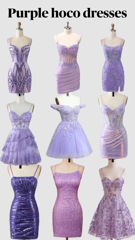 Cute purple hoco dresses Purple Dress Formal Short, Purple Dama Dresses, Sweet 16 Dresses Purple, Purple Hoco Dresses Short, Purple Dress Formal, Purple Hoco Dress, Purple Hoco Dresses, Purple Hoco, Sweet 16 Inspo